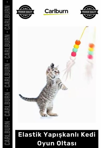 Petshop Çanlı İnteraktif Hareketli Vantuzlu Zıplayan Egzersiz Elastik Yapışkanlı Kedi Oyun Oltası