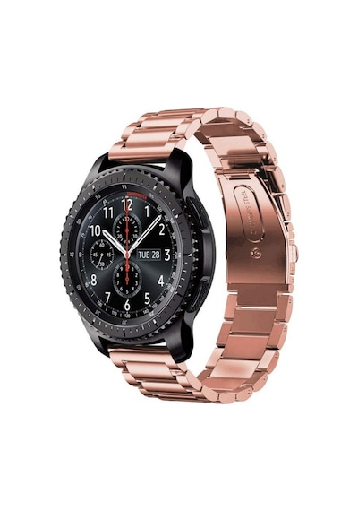 Samsung Galaxy Gear S3 Gear Watch 3 45mm Uyumlu Çelik Metal Kordon Rose Gold
