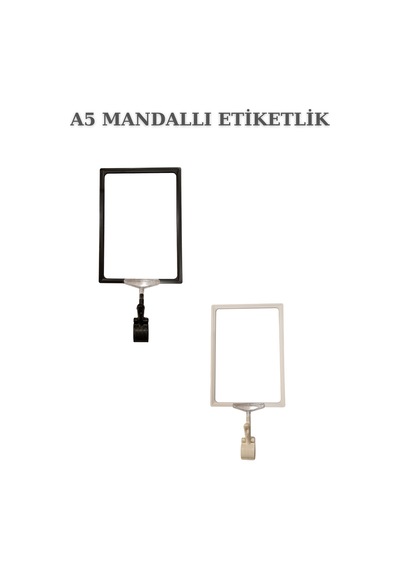 2 Adet Siyah Beyaz A5 Mandallı Sepet Etiketi Çerçeveli Etiketlik Siyah - Beyaz