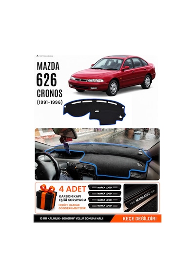 Mazda 626 Cronos 1991-1996 Uyumlu Torpido Örtüsü, Torpido Kılıfı - Siyah-mavi - Ma009