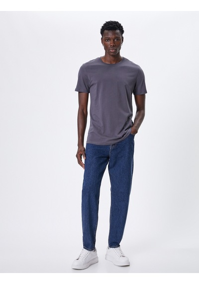 Koton Basic Tişört Slim Fit Bisiklet Yaka Kısa Kollu Antrasit 4sam10842hk Antrasit