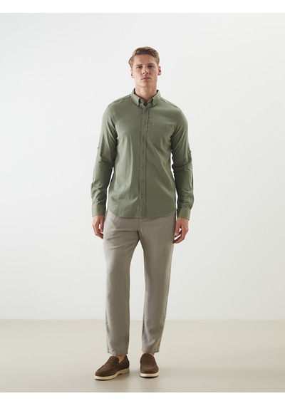 Lcwaıkıkı Classic Yeşil Regular Fit Keten Karışımlı Erkek Chino Pantolon