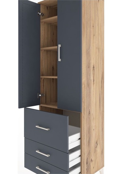 Hyperion Dolap 4 Raflı 3 Çekmeceli 2 Kapaklı 60x44x195 Çam-an... Çam