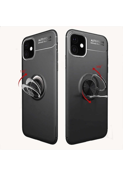 Apple Uyumlu iPhone 11 Kılıf Zore Ravel Silikon Kapak Siyah-Mavi