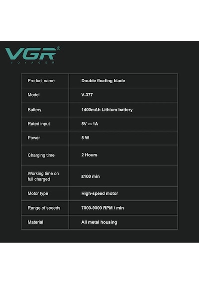 Vgr Kafa İçin Elektrikli Tıraş Makinesi V-377 290022194 Diğer