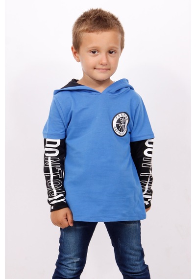 Toontoy Kids Toontoy Erkek Çocuk Kapşonlu Kolları Baskılı Sweatshirt Saks