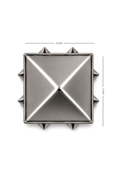 Süs Tırnaklı Gümüş Renk Çakma Kare Piramit 5 Mm 20 Adet Metal Trok