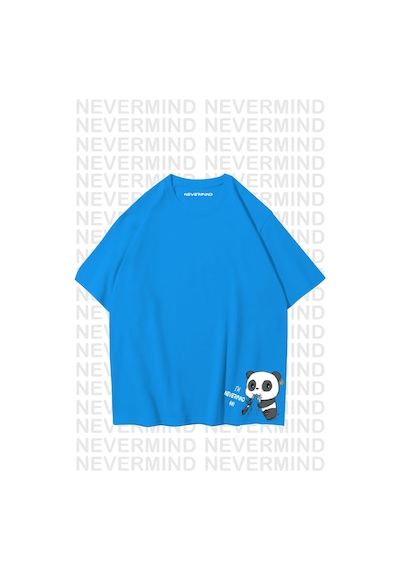 Nevermind Unisex Kadın Erkek Nevermınd Panda Özel Tasarım Baskılı Oversize Bebe Mavi
