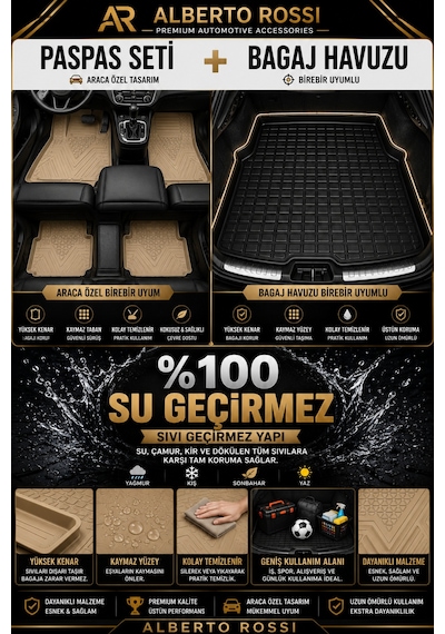Bmw İx1 2024+ Uyumlu Araca Özel 3d Bagaj Havuzu Ve Paspas Alpina Bej