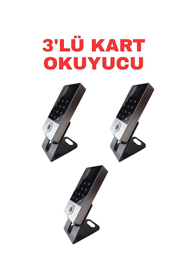 Sr-214 Lcd Em Parmak İzi Kart Şifre Okuyucu Lcd Ekranlı Metal Kasa 125 Khz 3 Adet