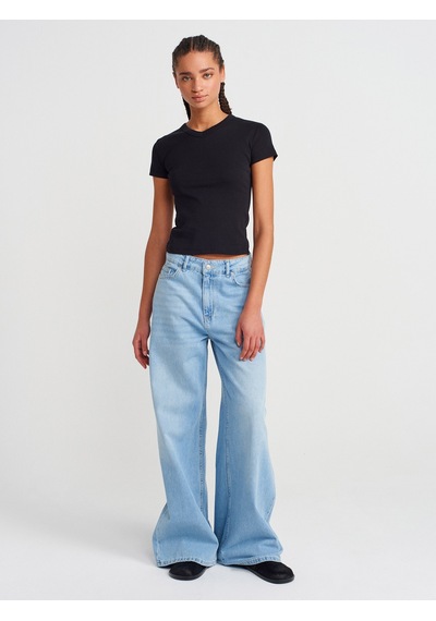 Dilvin 31673 V Yaka T-shirt-siyah Siyah