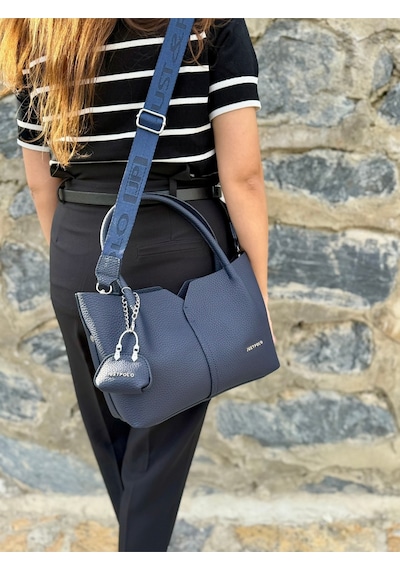 Just Polo Kadın Orijinal Just Polo Yumuşak Deri Ayarlanabilir Askılı Lüks El Ve Omuz Çantası Shoulder Bag Lacivert