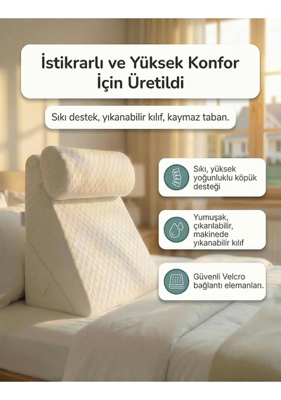 Viscoelastik Reflü Yastığı - Ameliyat Sonrası Uyku Ve Dinlenme - Cerrahi Sonrası İçin 7s'i 1 Arada Üçgen Yastı Çok Renkli