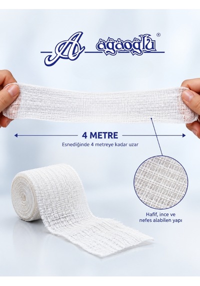 Elastik Sargı Bezi 10cm X 4m Gerildiğinde Tek Paketli, Vücuda Uyumlu Esnek Medikal Gazlı Bez