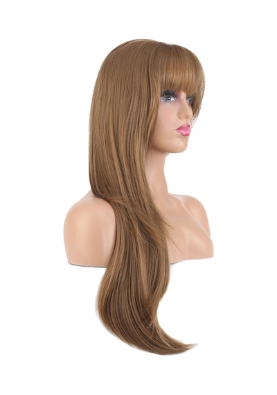 Katlı Kesim Perçemli Düz Fiber Sentetik Uzun Boy Peruk / Bebek Kumralı - Ezjı-739998 Renkli