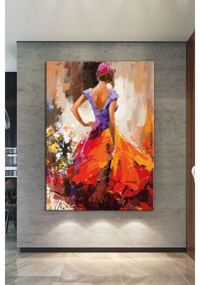 Kemanlı Kız Sanatsal Dekoratif Kanvas Tablo (8 Farklı Ölçü) 60 x 90