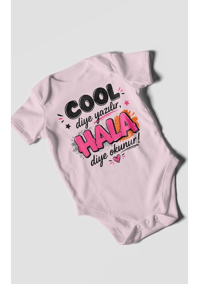 Morivokids Cool Diye Yazılır Hala Diye Okunur Kısa Kollu Bebek Body %100 Pamuk Bebe Pembe