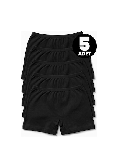 Öts Kız Çocuk 5 Li Pamuklu Boxer Günlük Rahat Kesim 8210-5 Siyah