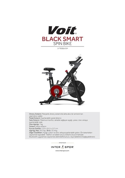 Black Manyetik Smart Spin Bike - 1vtbsblksm Genel
