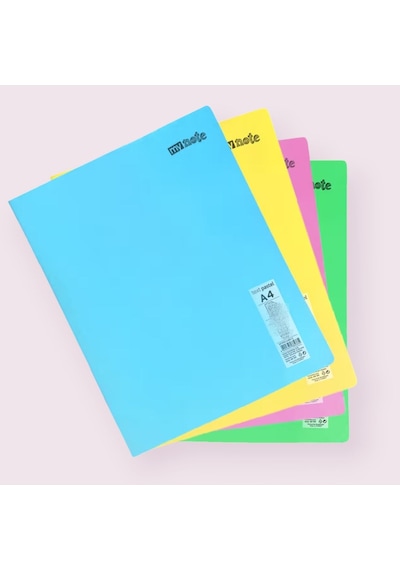 4 Adet A4 40 Yaprak Kareli Dikişli Pastel Renkler Plastik Kapak Defter 60gr Beyaz Sayfa Karma Renk Çok Renkli