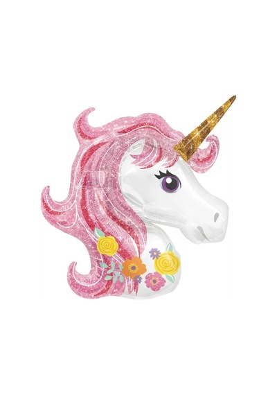 50 Cm Unicorn Temalı Folyo Balon Beyaz