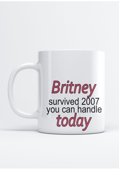 Britney Survived 2007 Baskılı Porselen Kupa Bardak Beyaz