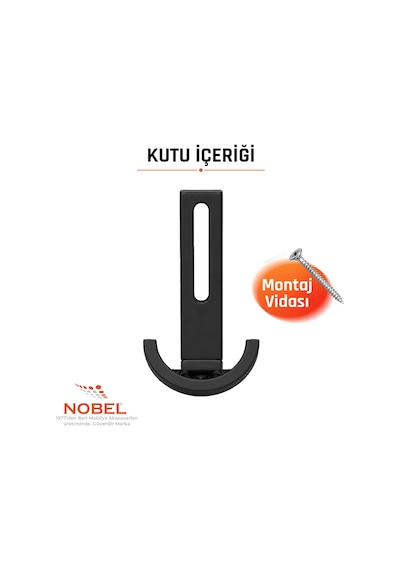 Palmiye Lüks Portmanto Askı, Metal, Vestiyer Askı, 158 Gr, Dolap Askılık, Duvar Askılığı, Mat Siyah Vidalı