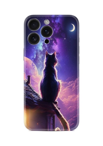 Apple iPhone Uyumlu Apple iPhone Uyumlu 16 Pro Kılıf Boutique Baskılı Resimli Damdaki Kedi Pcode -091