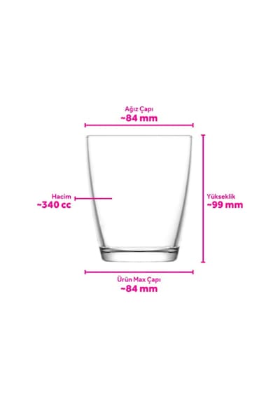 Lav Vega Cam Meşrubat Bardağı 6'lı 340 ml (Su Bardağı )