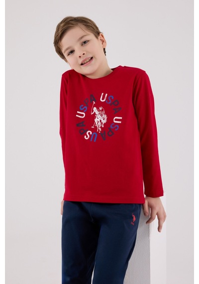 U.S. Polo Assn. U.s. Polo Assn Erkek Çocuk Kırmızı Pijama Takımı 5274-48758 Kırmızı