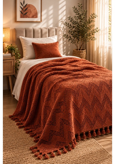 Kapreo Home Oceanwave Çok Amaçlı Örtü 170 X 200 Kiremit