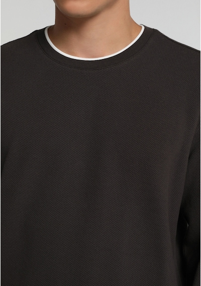 Colin's Colins Regular Fit Yuvarlak Yaka Jakarlı Erkek Kahverengi Uzun Kol Tişört Cl1076433 Q1.v2 Brw
