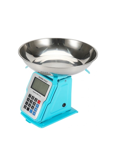 Mavi 30kg/1g Dijital Kefeli Terazi-pilli & Adaptörlü, P.çelik Tepsi, Tutar Hesaplama Elektronik Tartı
