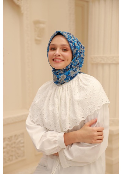 Silk Home Soft Eşarp 73081-24 Gümüş, Gri, Mavi, Lacivert