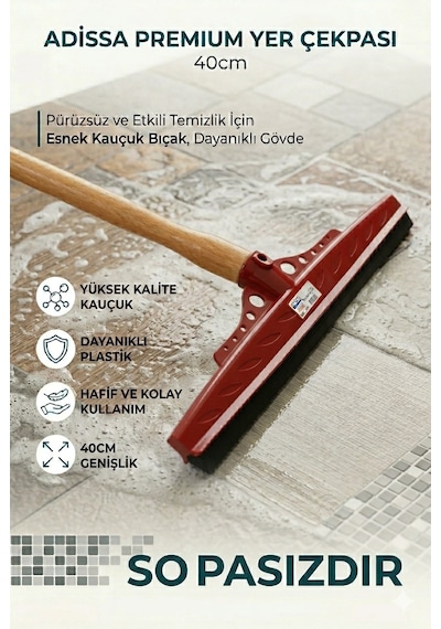 Adissa Premium Kırmızı Çekpas Çekçek Yersil Ucu 40 Cm Sağlam Kauçuk Dayanıklı Plastik Sap Hariçtir