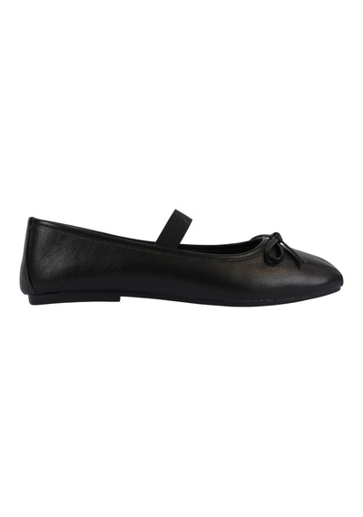 Napa Shoes Kadın Lastik Bantlı Fiyonklu Kare Burun Babet Ayakkabı Napa-aes19210 Siyah