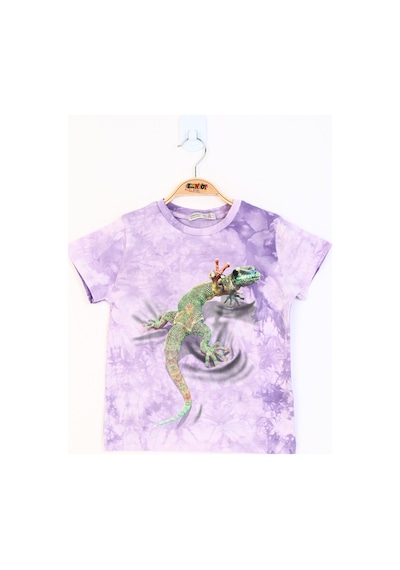 Toontoy Kids Toontoy Erkek Çocuk Batik Desenli Kertenkele Baskılı Tişört Lila