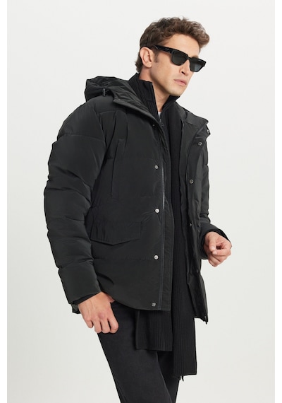AC&Co / Altınyıldız Classics Erkek Sıyah Standart Fit Normal Kesim Dik Yaka Kapüşonlu Kapak Cepil Kaban Siyah AC&Co / Altınyıldız Classics Erkek Sıyah Standart Fit Normal Kesim Dik Yaka Kapüşonlu Kapak Cepil Kaban Siyah