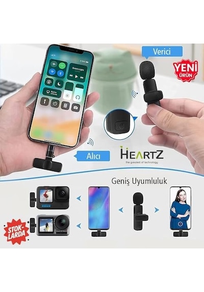 Type C Çıkışlı Xiaomi İphone Uyumlu Wireless Microphone Kablosuz Yaka Mikrofonu Video Youtube Tikto
