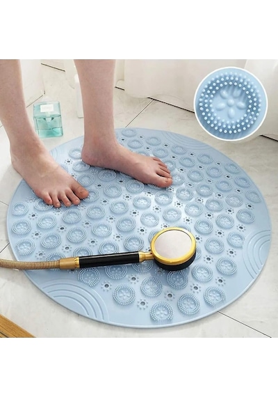 Silikon Vantuzlu Masajlı Banyo Duş Kaydırmaz Paspas Duşakabin Paspası. Ayak Kaydırmaz Masaj Yap Mavi