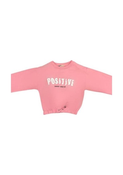 Kız Çocuk Positive Baskılı Sweatshirt-14230 Neon Pembe Kız Çocuk Positive Baskılı Sweatshirt-14230 Neon Pembe
