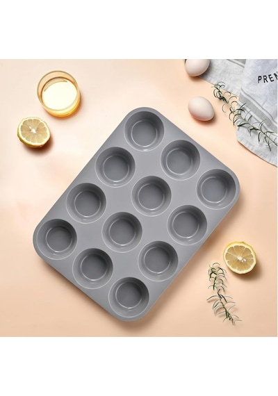 Tr 12'li Silikon Muffin Kalıbı, Esnek Yapışmaz Cupcake Kek Kalıbı, Kolay Çıkarma Ve Temizlik, Fırın Uyumlu, Ç Diğer