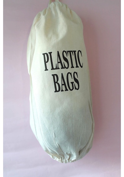 Emtory Home Çift Lastikli Naturel Keten Plastic Bags Baskılı Poşetlik