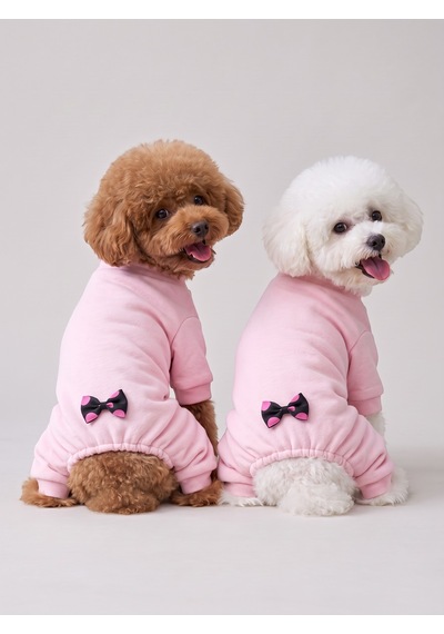 Pinkie Mouse Köpek Uyku Seti Pembe Kalın Penye Köpek Tulumu Ve Kurdele Detaylı Mini Yastık 2 Parça