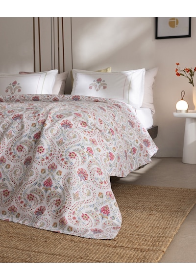 Madame Coco Bretagne King Size %100 Pamuk Karde Baskılı Çarşaflı Pike Takımı - Renkli 8684427310939 Çok Renkli