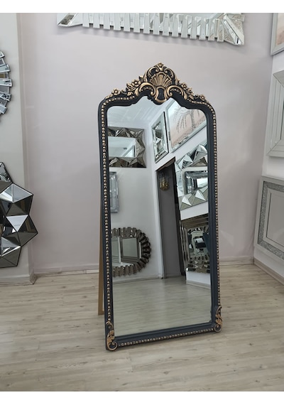 Ayna Denizi Princess Anthracite Gold Model Antrasit Altın Renk Dekoratif Ayaklı Boy Aynası Antrasit - Altın