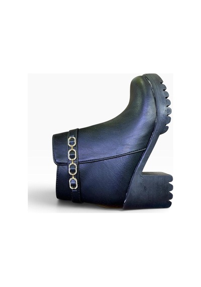 Yaren Moda Kadın Kalın Topuklu Taşlı Kışlık Bot Siyah - 941209448 Siyah