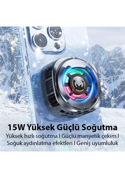 Coofbe Göstergeli Rgb Işıklı15w Magsfe Uyumlu Kablolu Soğutma Levhalı Ultra Telefon Soğutucu Radyatör 3 Modlu