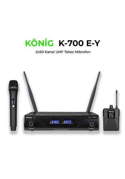 König K-700 Uhf 2x50 Kanal 1el+1yaka Kablosuz Mikrofon
