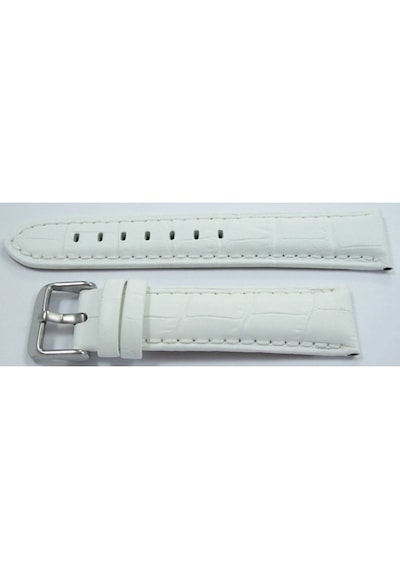 Bizon Deri Saat Kayışı 20Mm Beyaz Saat Kordonu Kroko Spor Kolçak